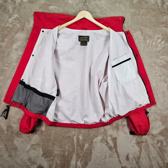 VTG Eddie Bauer Red Hooded Jacket Men's Size XL Windbreaker Long Sleeve Outdoor - Picture 10 of 13